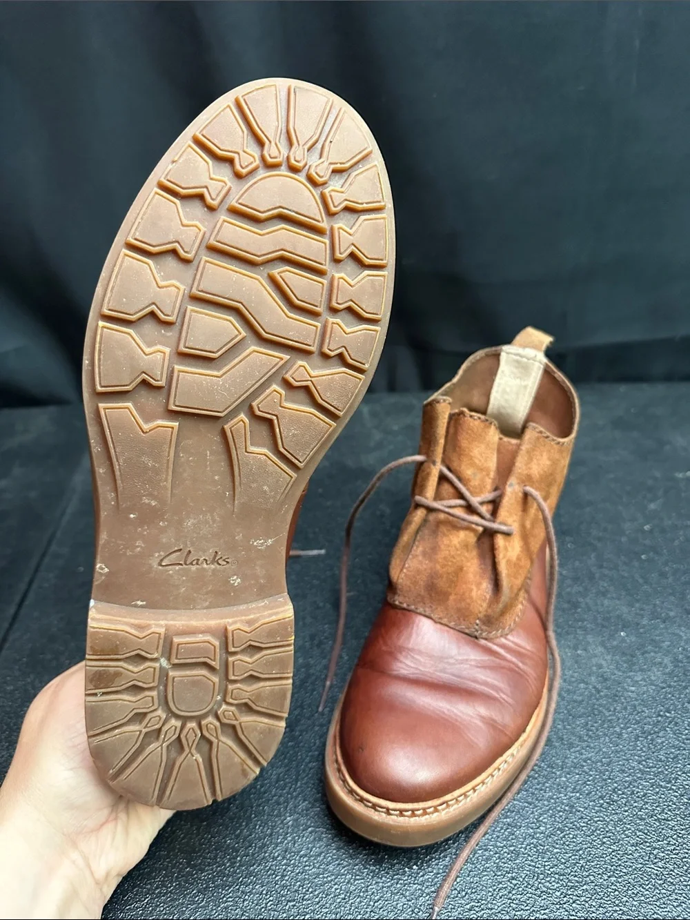 Clark’s Men's Brown Leather & Suede Lace-Up Boots Mens 8.5